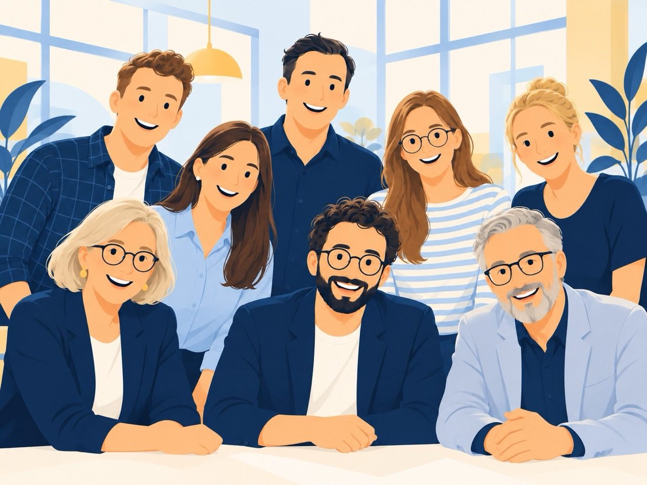 Eine Gruppe von Personen lächelt