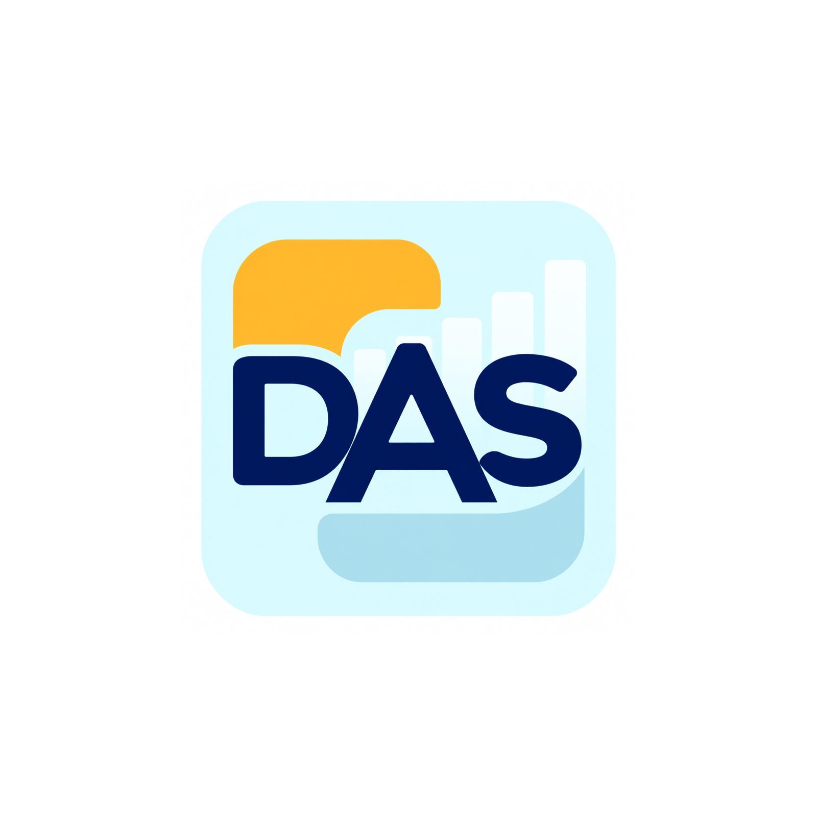 Logo der App DAS mit drei Buchstaben und Farben